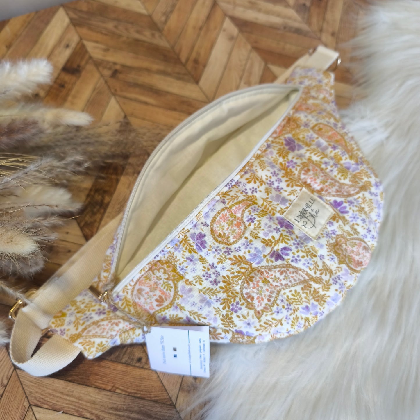 Banane S gaze de coton jaune violet