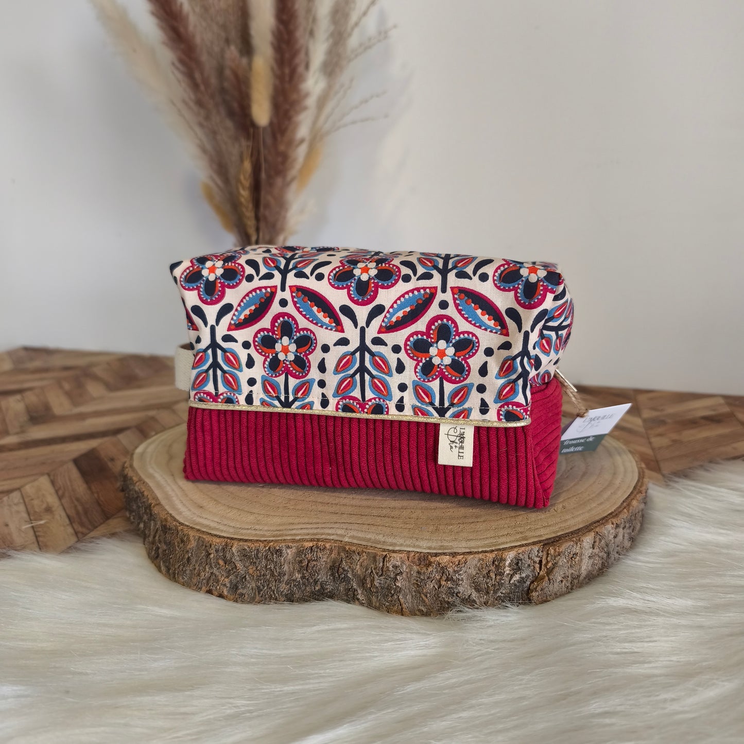 Trousse de toilette bi-matière Jacklynn rouge