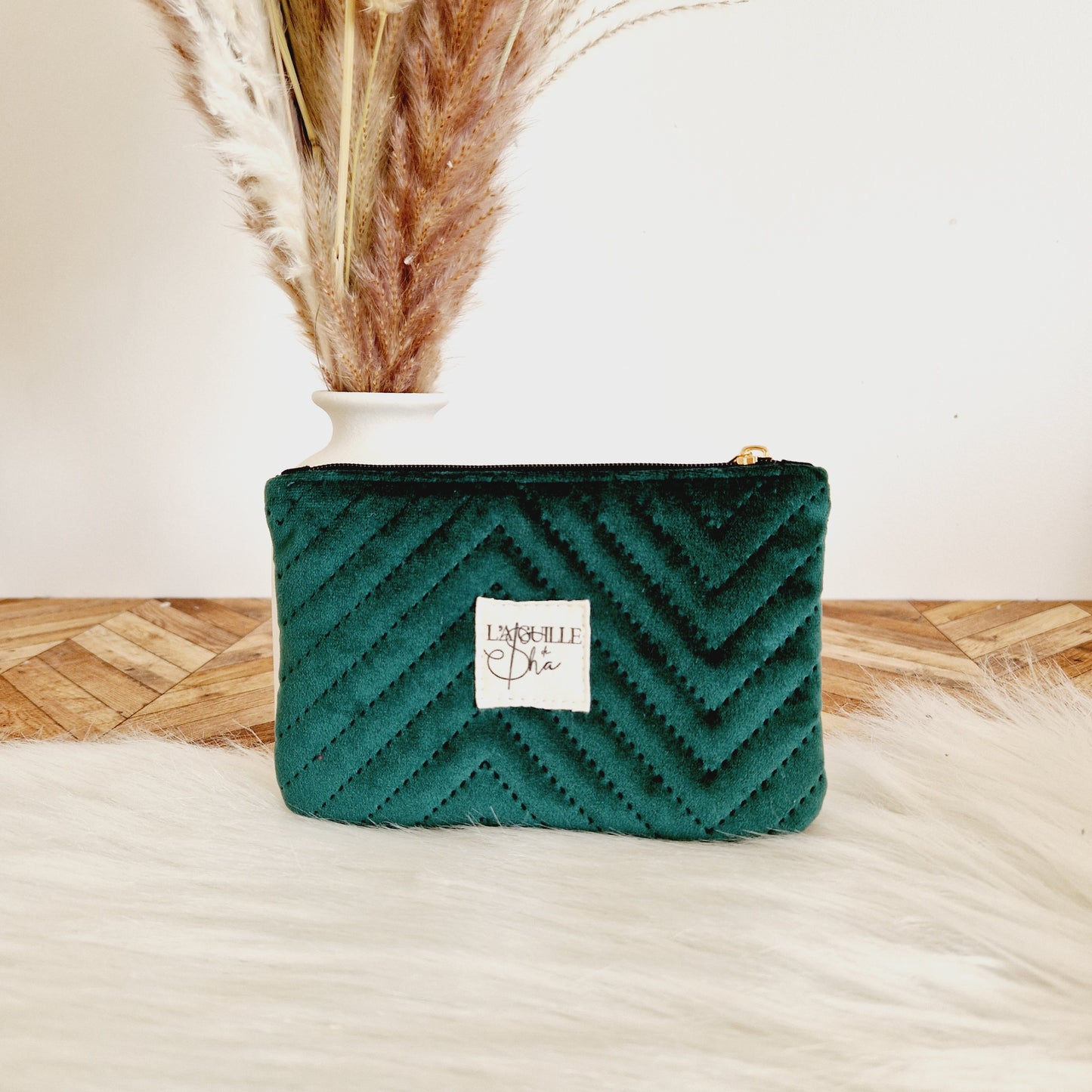 Porte-Monnaie en Velours Chevrons - Ton Nouvel Indispensable Stylé