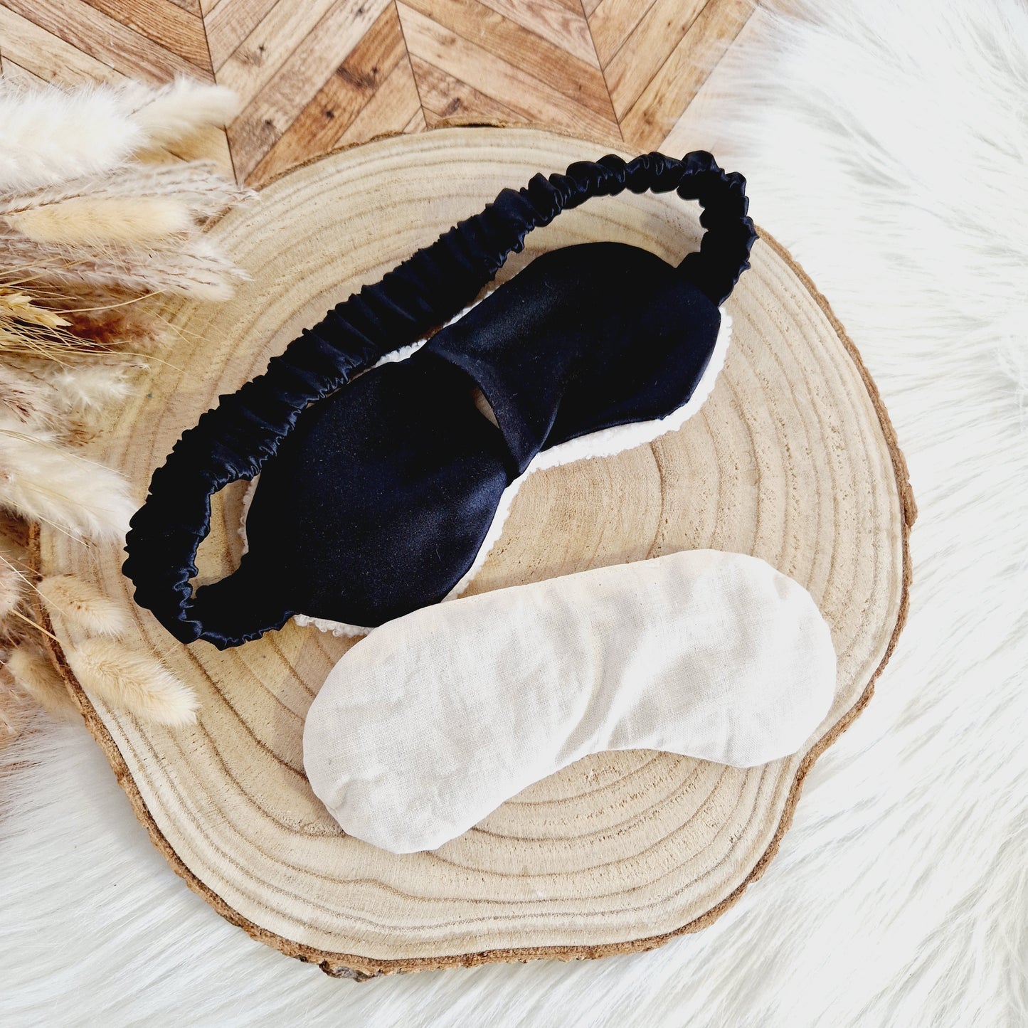 Masque de détente en satin et bouclette – confort et relaxation naturelle - anti-migraine