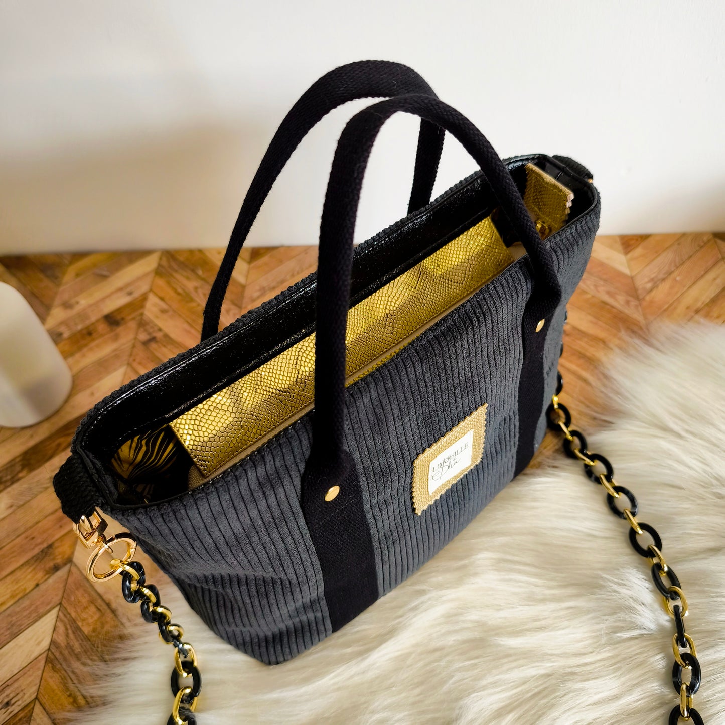 Mini cabas Chloé Noir or - Modèle unique