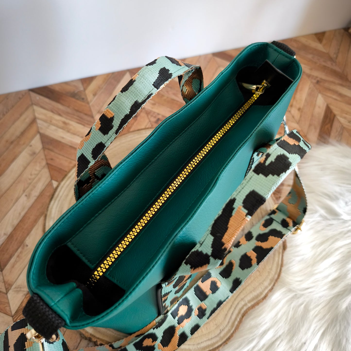 Mini cabas Chloé léopard/vert - Modèle unique