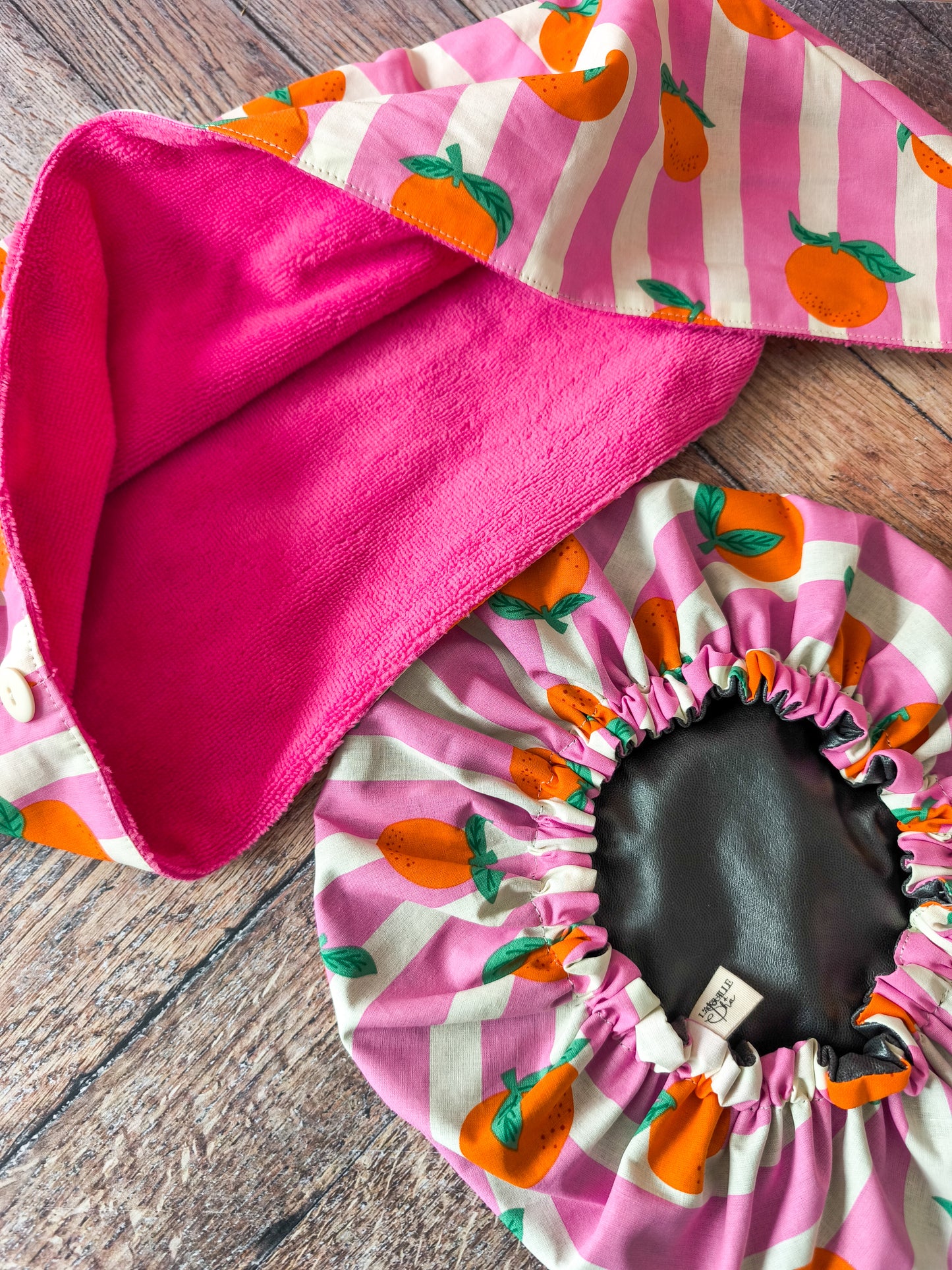 ✨ Duo capillaire – Bonnet de soin imperméable & serviette turban en éponge de bambou