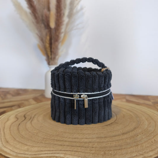 Écrin à bijoux - Modèle velours noir camel argent