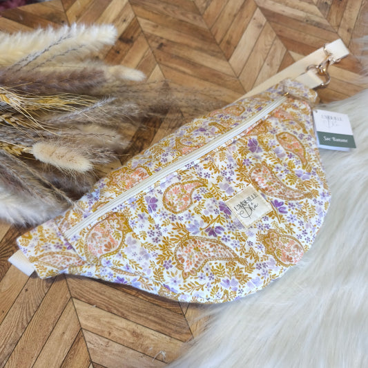 Banane S gaze de coton jaune violet