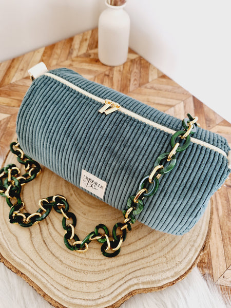 Mini sac bowling Alya Velours vert canard