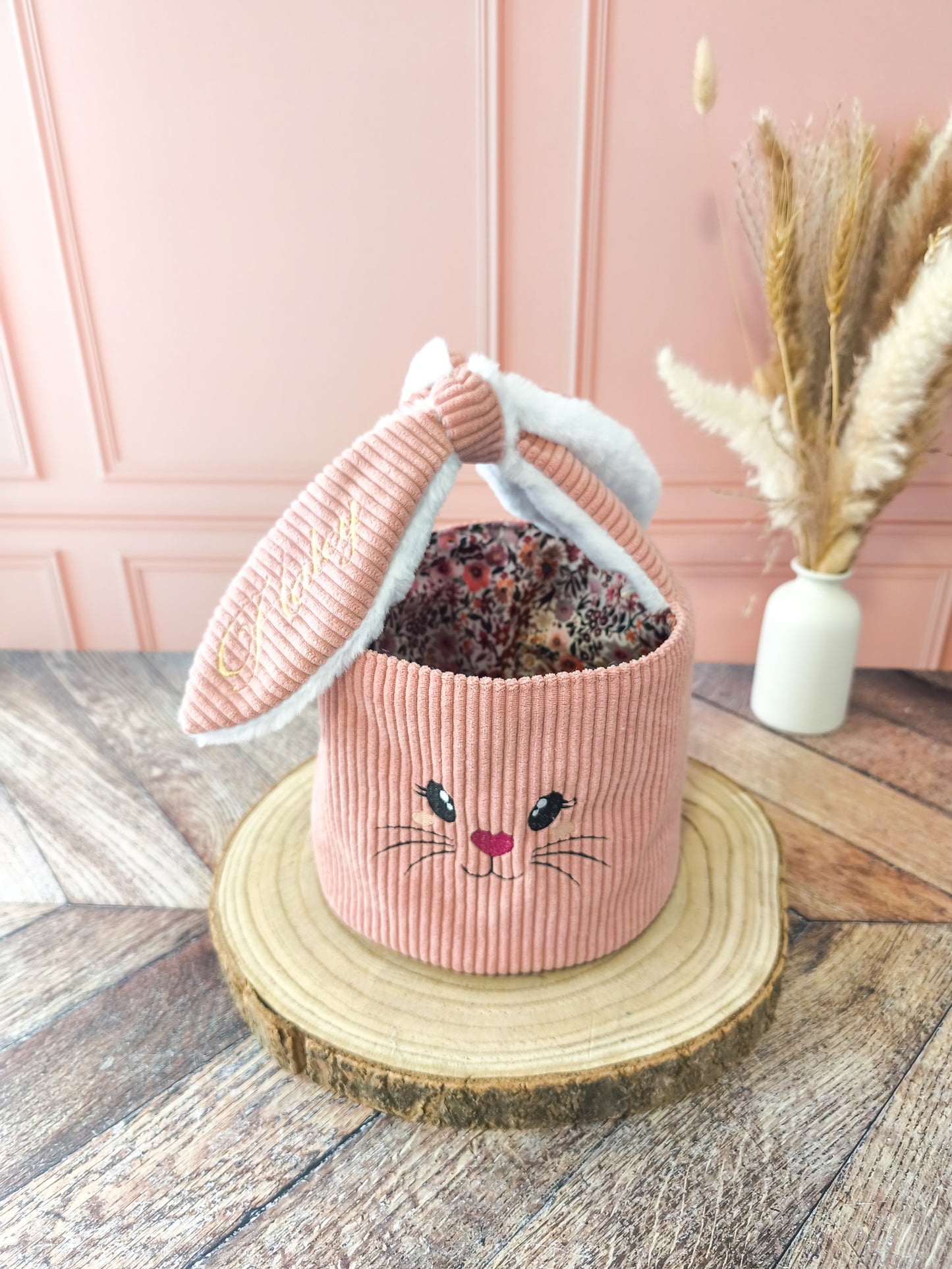 Panier lapin personnalisé intérieur imprimé