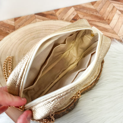 Tessa - Sac bandoulière doré effet serpent