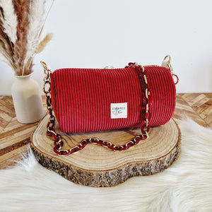 Mini Sac Bowling Alya Velours Rouge