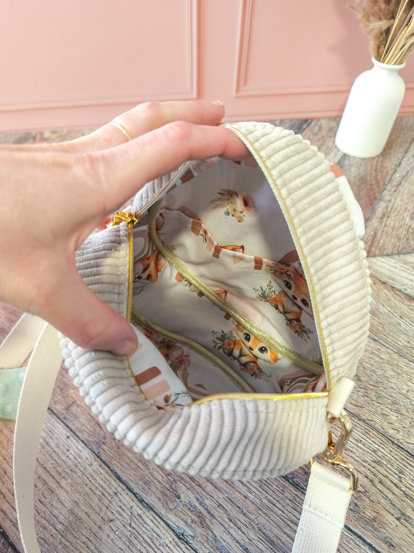 Sac bandoulière rond lapin – Version adulte personnalisable