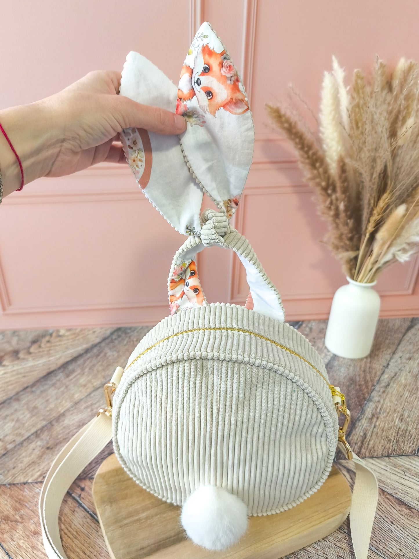 Sac bandoulière rond lapin – Version adulte personnalisable