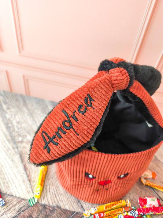 Panier lapin Halloween personnalisé en velours – Panier à bonbons enfant - QUANTITÉ LIMITÉE