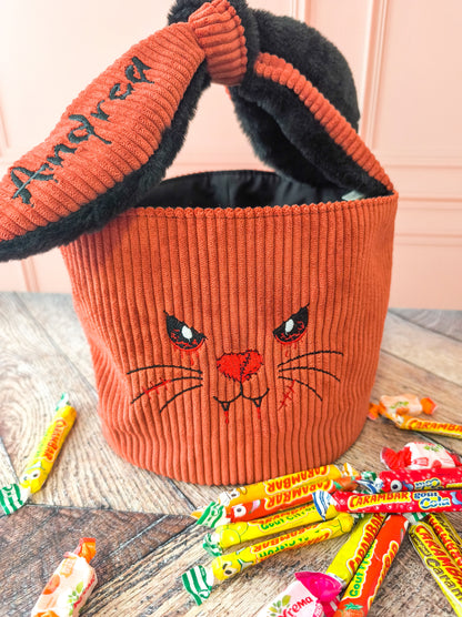 Panier lapin Halloween personnalisé en velours – Panier à bonbons enfant - QUANTITÉ LIMITÉE
