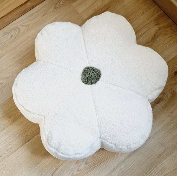 Pouf Fleur en Moumoute Écrue - Confort et Élégance pour Chambre ou Salon