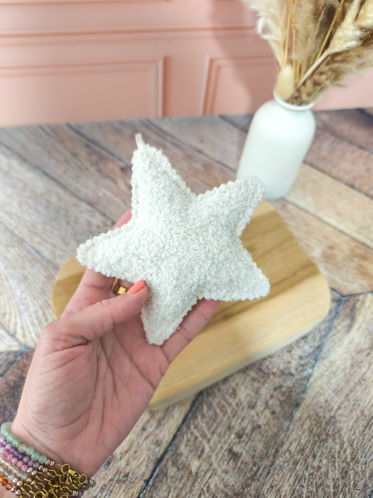  Étoile de Noël personnalisée en moumoute écrue