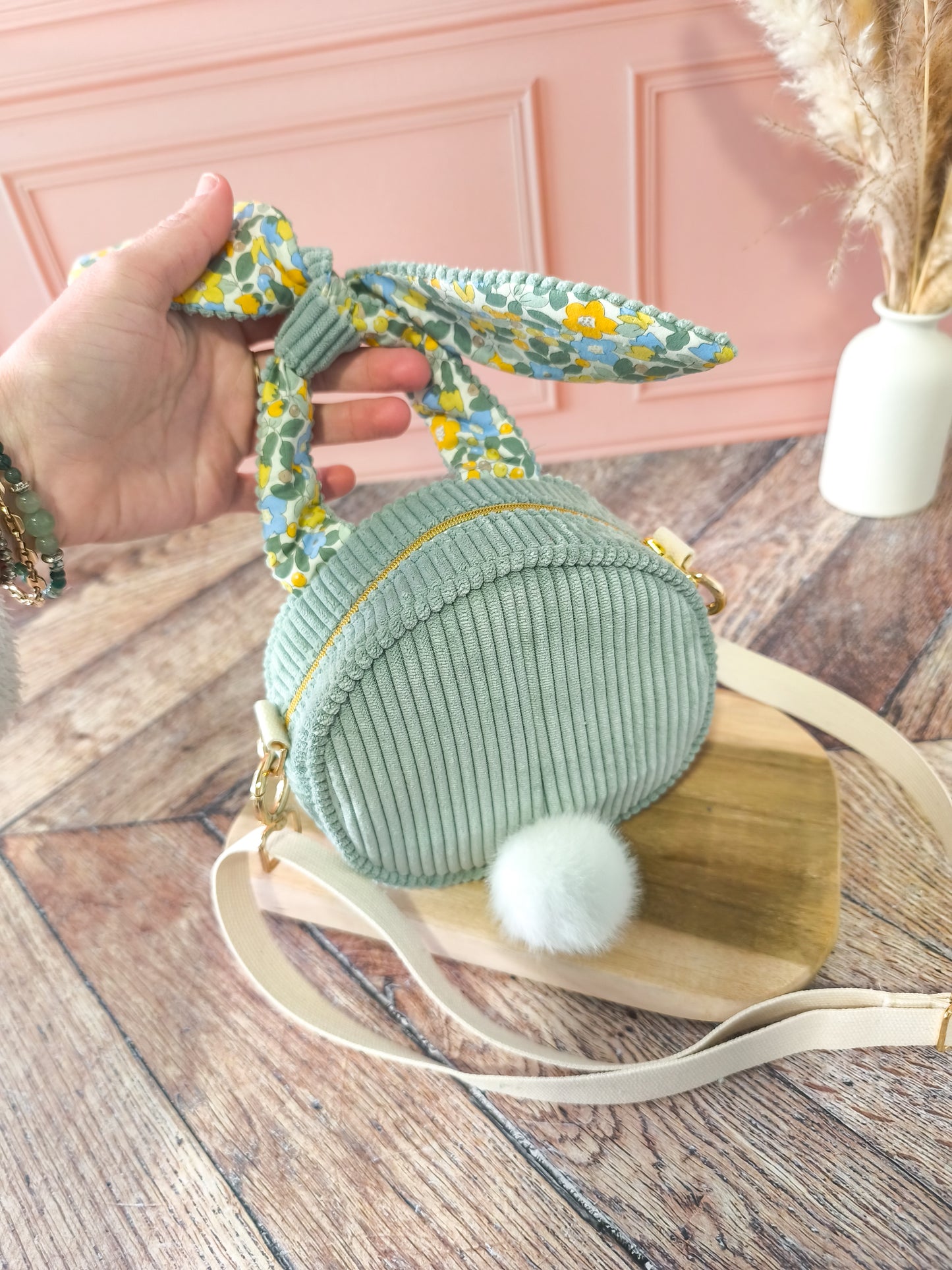 Sac bandoulière enfant Lapin – Sac rond personnalisé avec bandoulière réglable