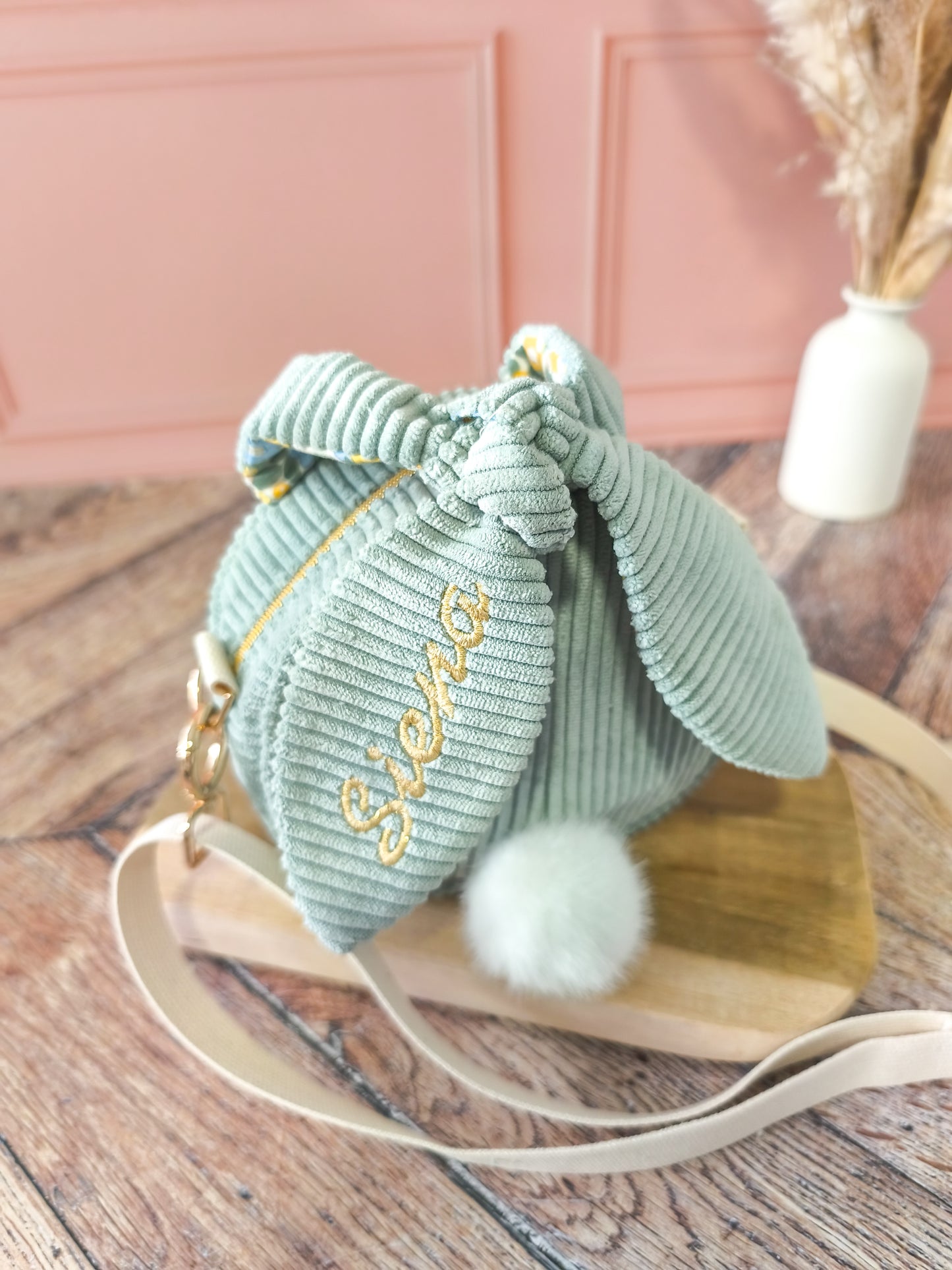 Sac bandoulière enfant Lapin – Sac rond personnalisé avec bandoulière réglable