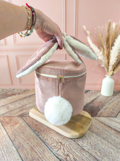 Vanity Lapin – Vanity rond en velours côtelé personnalisé