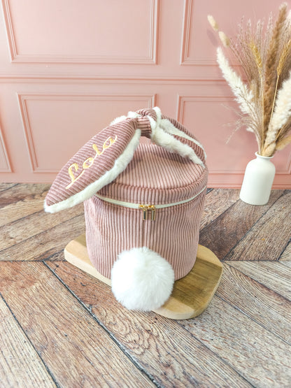 Vanity Lapin – Vanity rond en velours côtelé personnalisé