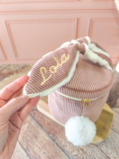 Vanity Lapin – Vanity rond en velours côtelé personnalisé